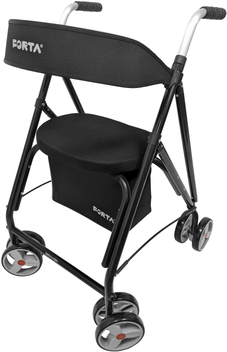 Rollator plegable con asiento acolchado, respaldo y 8 ruedas