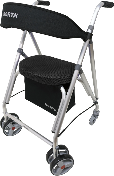Rollator plegable con respaldo acolchado con freno por presión Kanguro con cesta incluida