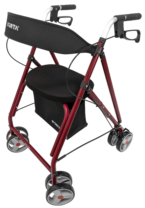 Andador plegable de 8 ruedas con asiento transpirable regulable y cesta