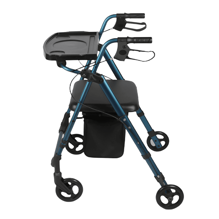 Andador Rollator de aluminio azul plegable con bandeja 22231