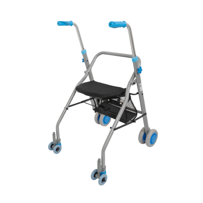 Rollator con ruedas, freno por presión y asiento para personas de hasta 130kg