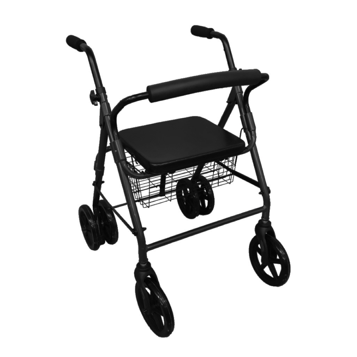 Rollator negro 2116 de Aluminio con Frenos por Presión y Ruedas de 200 mm