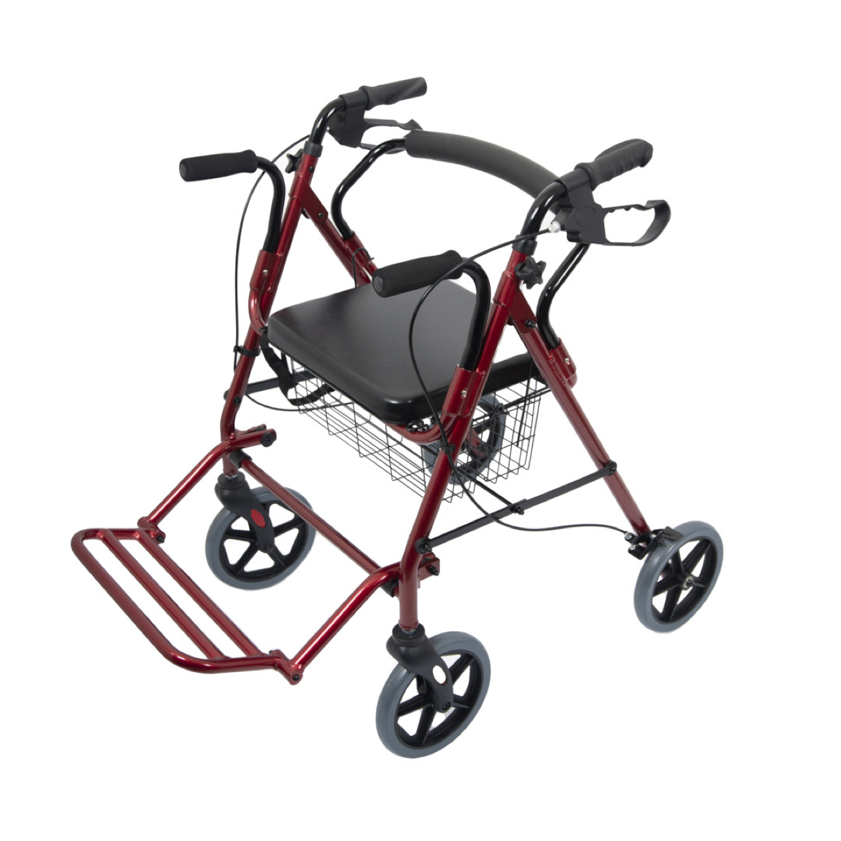 Rollator + silla de ruedas con frenos, asiento y cesta para facilitar movilidad