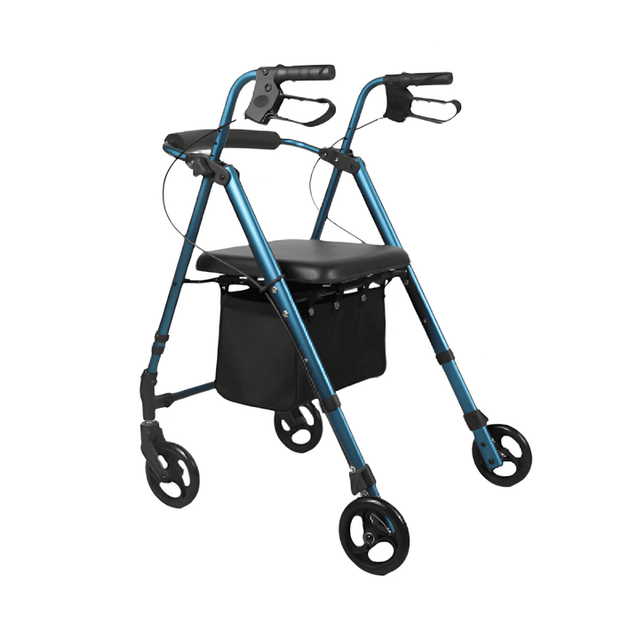Andador Rollator de aluminio azul plegable con bandeja