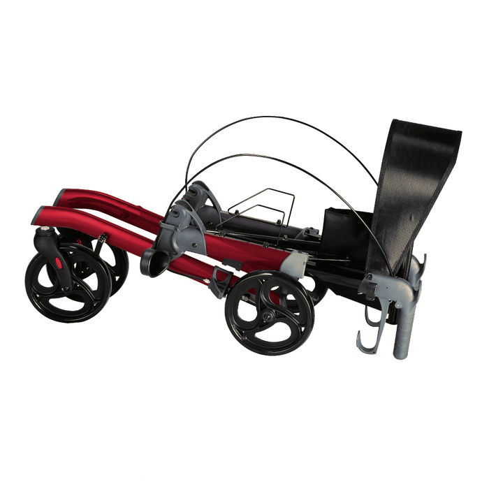 Andador Rollator de aluminio rojo plegable con freno, ruedas y asiento regulable