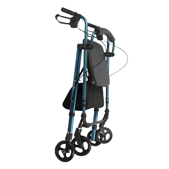 Andador Rollator de aluminio azul plegable con bandeja