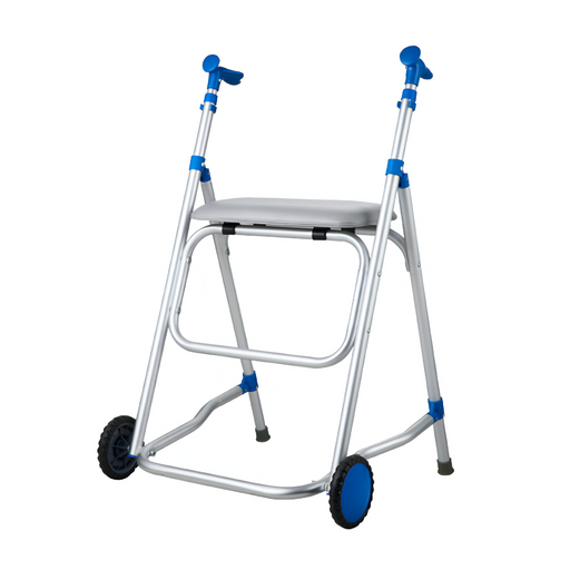 Andador Rollator azul de aluminio con ruedas y asiento regulable 2214