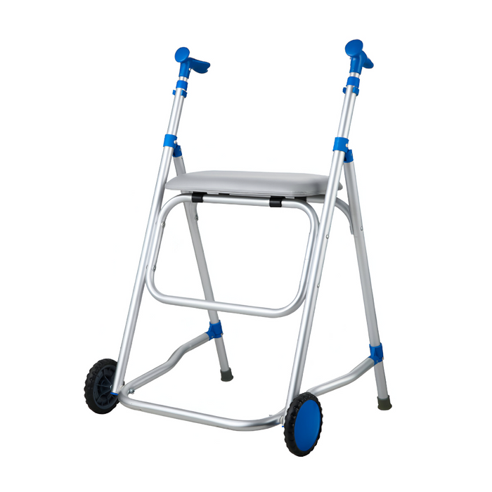 Andador Rollator azul de aluminio con ruedas y asiento regulable 2214