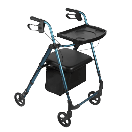 Andador Rollator de aluminio azul plegable con bandeja 22231