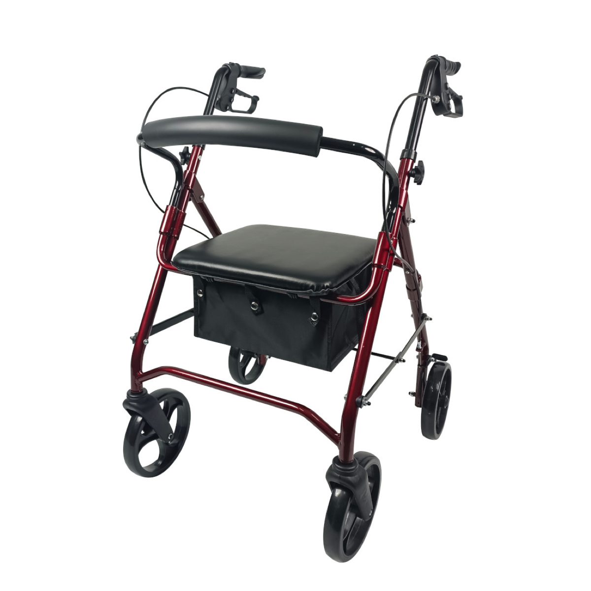Rollator de Aluminio Plegable con Frenos Rojo para Movilidad Segura