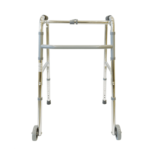 Andador sencillo plegable de aluminio con ruedas delanteras para facilitar el movimiento 2110
