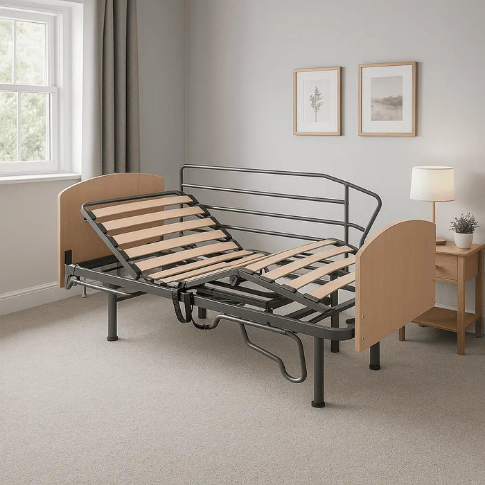 Cama articulada sanitaria eléctrica con somier de madera de 90x190cm