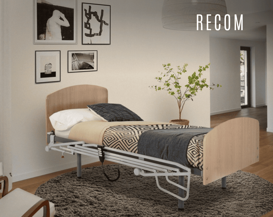 Cama articulada eléctrica de somier 105cm y colchón viscoelástico + cabecero + piecero + patas niveladoras + barandillas plegables