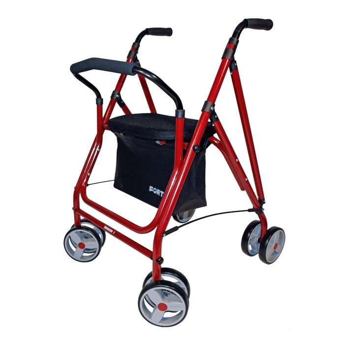 Rollator plegable con siento acolchado, respaldo y 8 ruedas