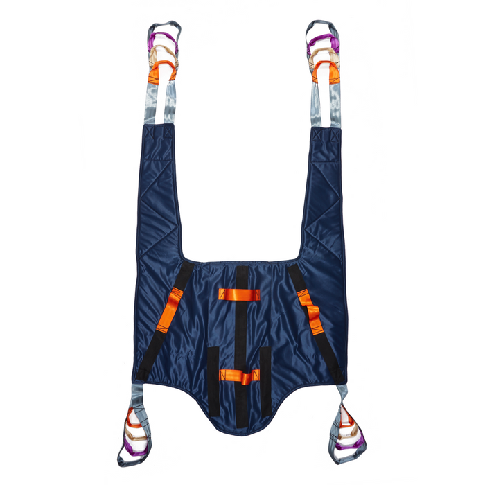 Arnés azul para grúas de traslado de Teyder con reposacabezas