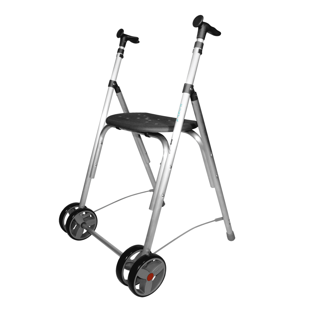 Andador de Interior Ultraligero, Plegable con Asiento, Altura Regulable, Ruedas Delanteras Dobles, Soporta hasta 150 kg