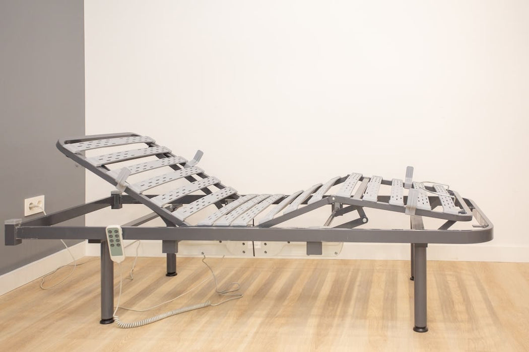Cama articulada eléctrica de somier 90cm + colchón viscoelástico+ cabecero + piecero + patas niveladoras + barandillas plegables