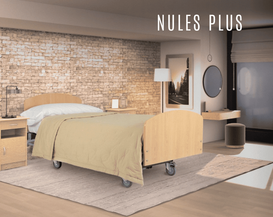 Cama articulada eléctrica de somier 90cm + colchón viscoelástico + cabecero + piecero + carro elevador + barandillas plegables