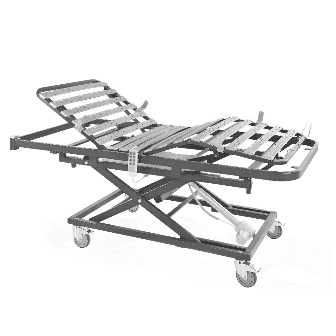 Cama articulada sanitaria Nules Plus eléctrica con carro elevador 38 a 80cm y somier de pvc
