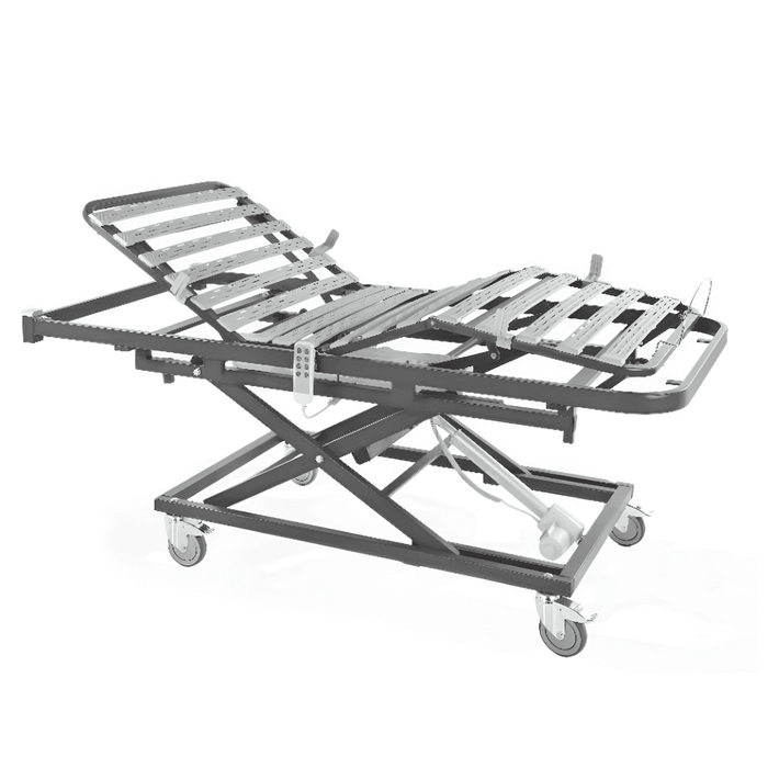 Cama articulada sanitaria Nules Plus eléctrica con carro elevador 38 a 80cm y somier de pvc