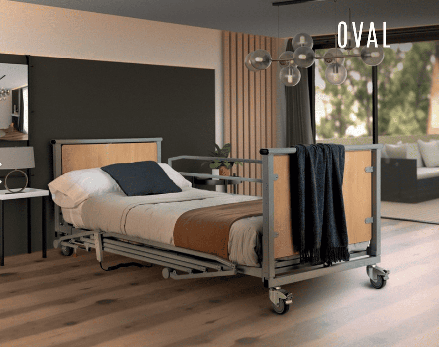 Cama articulada eléctrica partida trend y antitrend con barandillas, colchón Visco y elevador