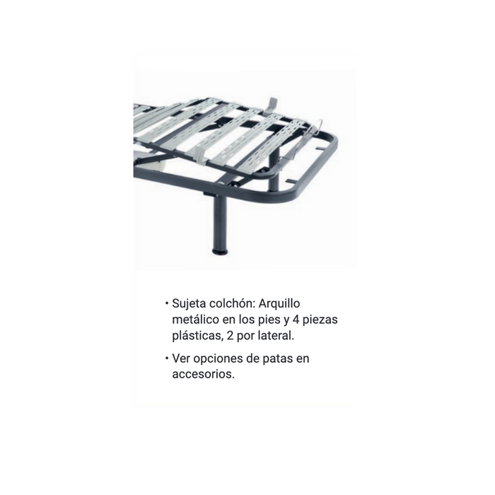 Detalle de somier con 8 planchas de PVC extraíbles de la cama Recom Leza Plus