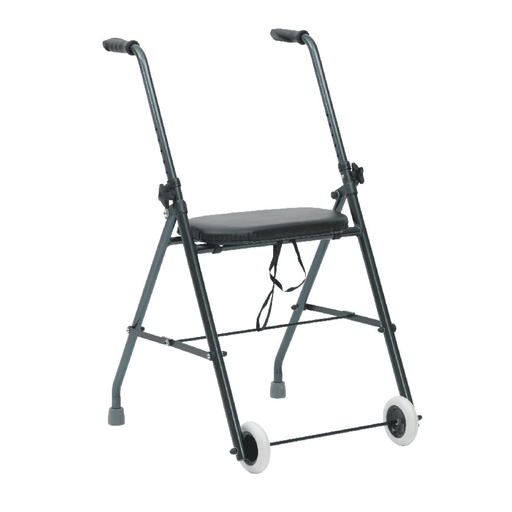 Andador de 2 ruedas económico de aluminio superligero plegable con asiento