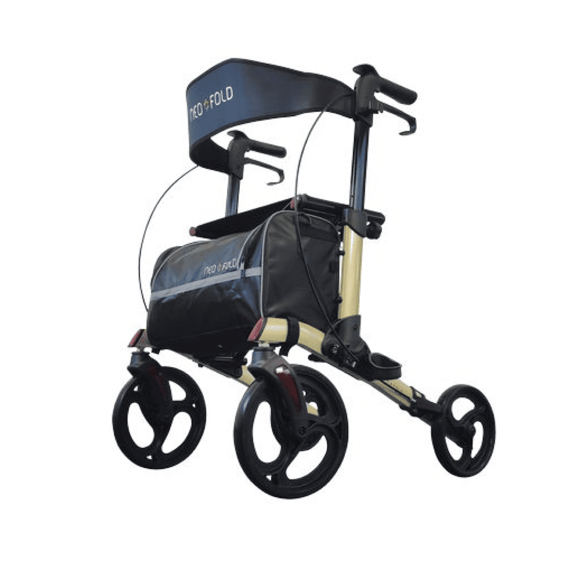 Andador premium con asiento y respaldo de tela con bolsa