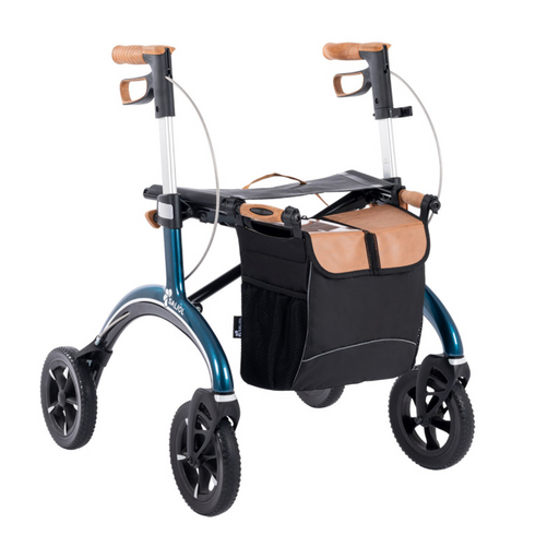 Rollator de Carbono Saljol Ultraligero – Andador Premium con Frenos Ajustables, Ruedas de 25 cm, Bolsa Extraíble y Reflectores – Tallas M y L – Hasta 150 kg