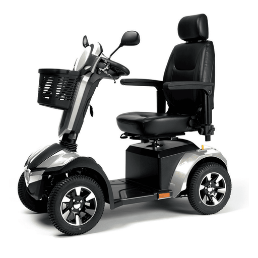 Scooter eléctrico de 4 ruedas deportivas, conexión USB y reposa cabezas