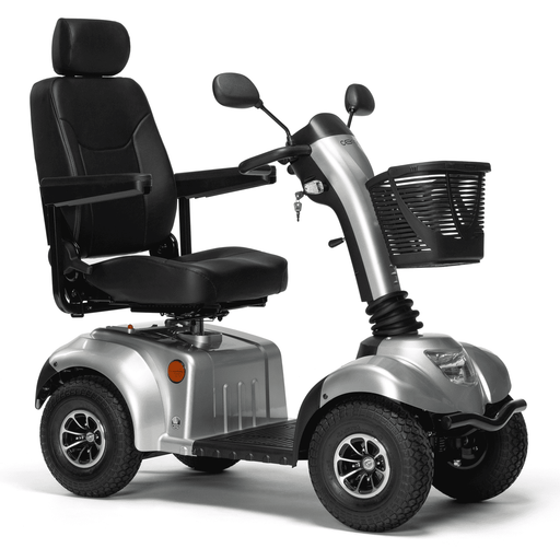 Scooter eléctrica con asiento ajustable giratorio y reposa cabezas