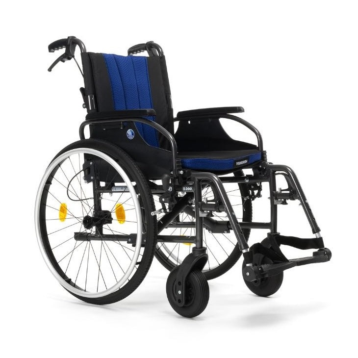 Silla de ruedas ergonómica auto propulsable de aluminio con respaldo partido y freno de acompañante