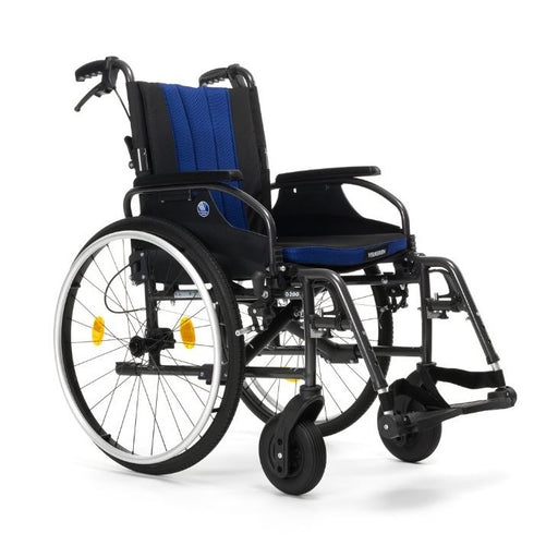 Silla de ruedas ergonómica auto propulsable de aluminio con respaldo partido y freno de acompañante