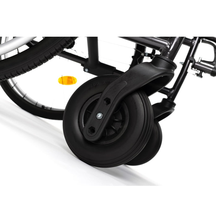 Silla de ruedas ergonómica auto propulsable de aluminio con respaldo partido y freno de acompañante