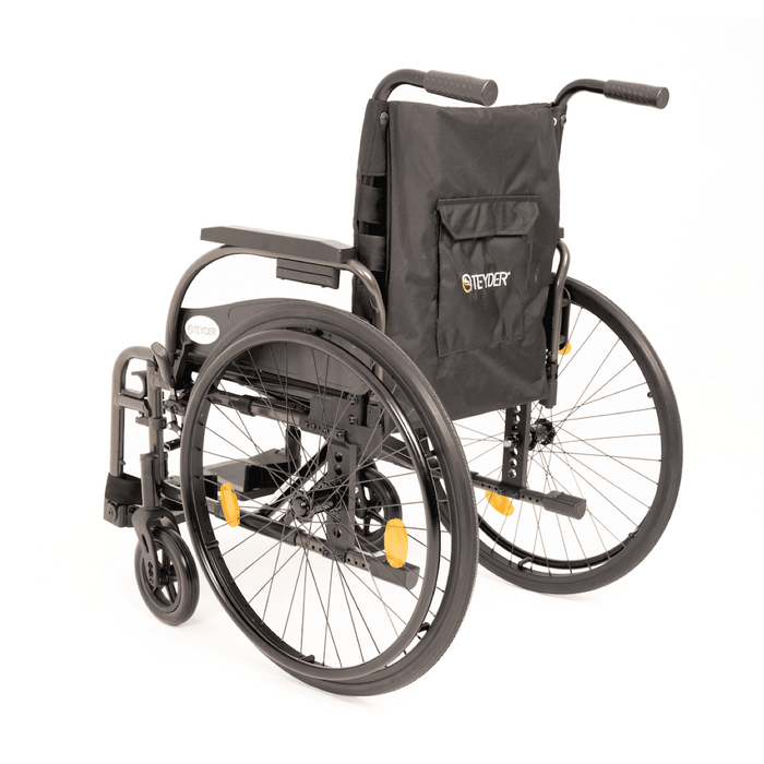 Silla de ruedas de aluminio con respaldo regulable con eje de liberación rápida