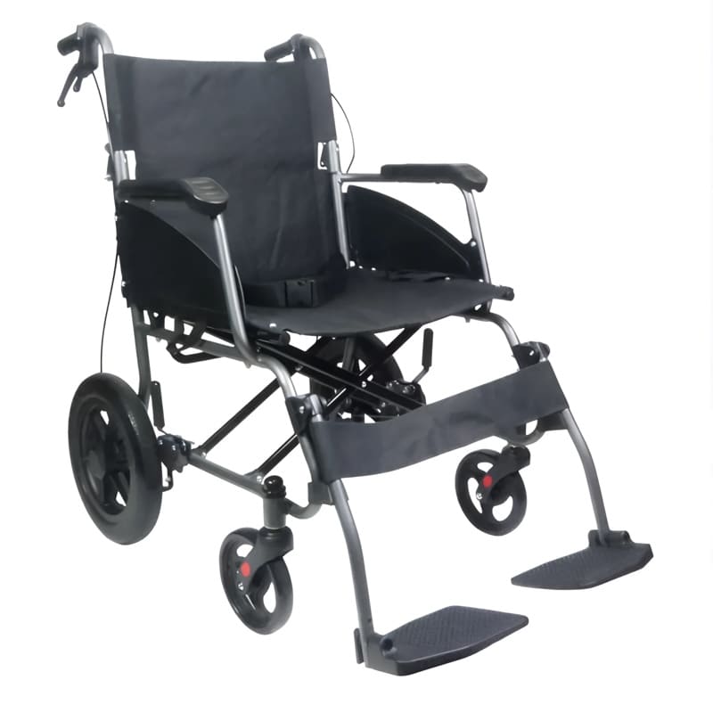 Silla de transferencia con frenos de acompañante y respaldo abatible