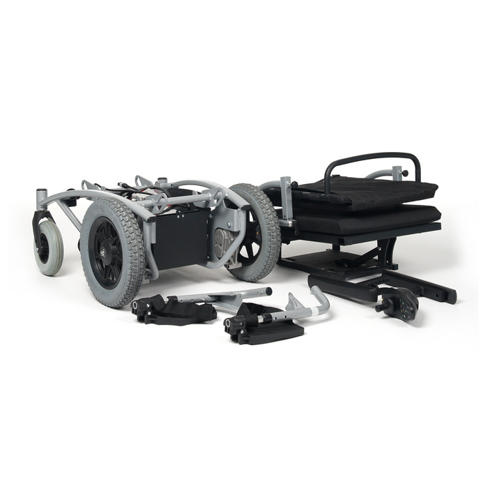 Silla de ruedas eléctrica tracción delantera con respaldo reclinable fácil de transportar