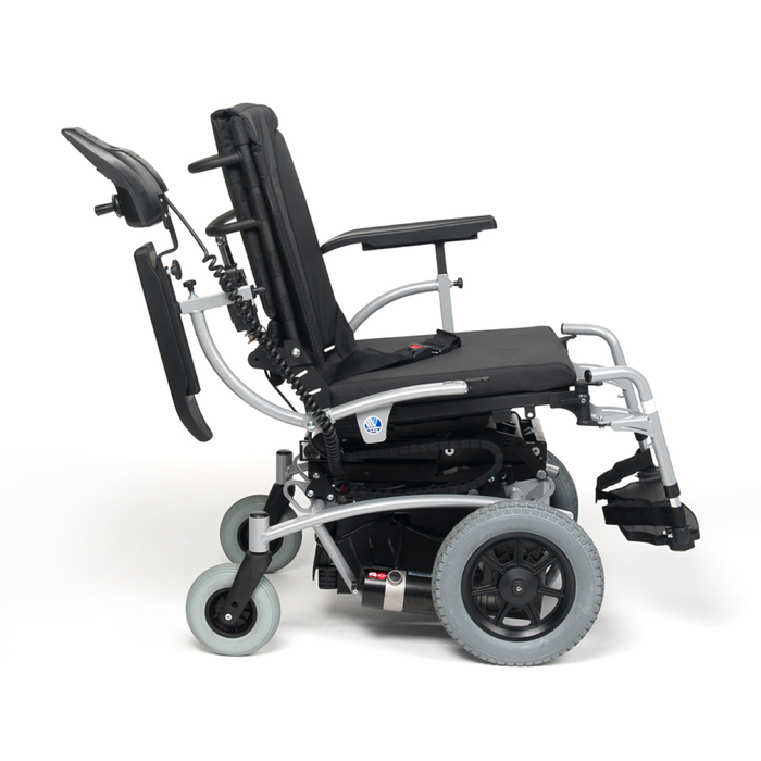 Silla de ruedas eléctrica tracción delantera con respaldo reclinable fácil de transportar