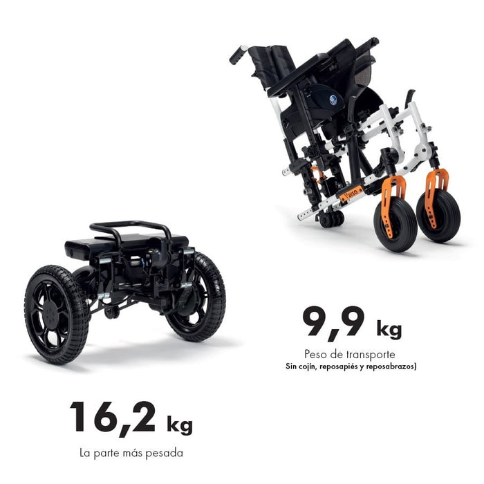 Silla de ruedas eléctrica plegable con batería extraíble para aumentar la autonomía