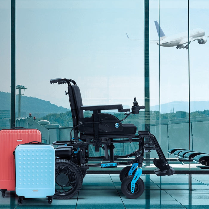 Silla de ruedas eléctrica plegable con batería extraíble para aumentar la autonomía