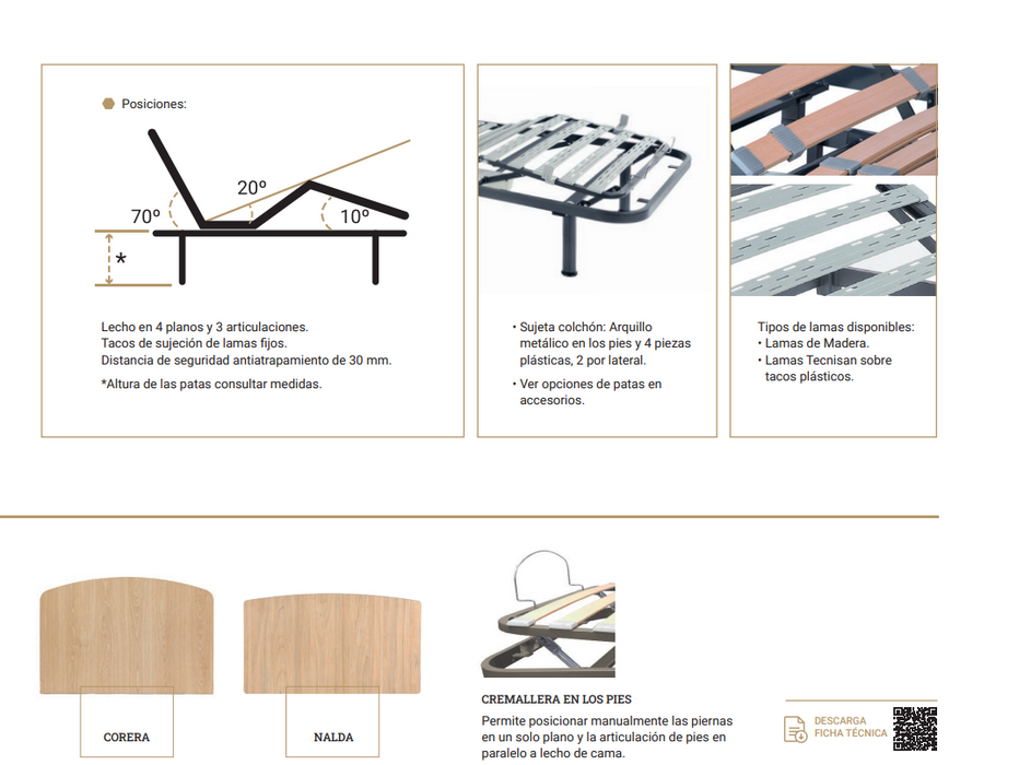 algunas indicaciones de la cama nules