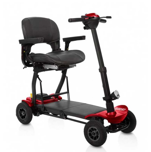 Scooter eléctrico plegable mostrando su diseño compacto y su sistema de plegado fácil y rápido.