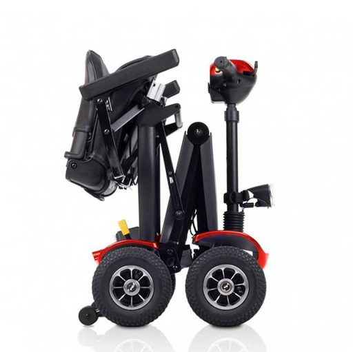 Scooter eléctrico plegable para personas mayores. Diseño compacto y sistema de plegado fácil.
