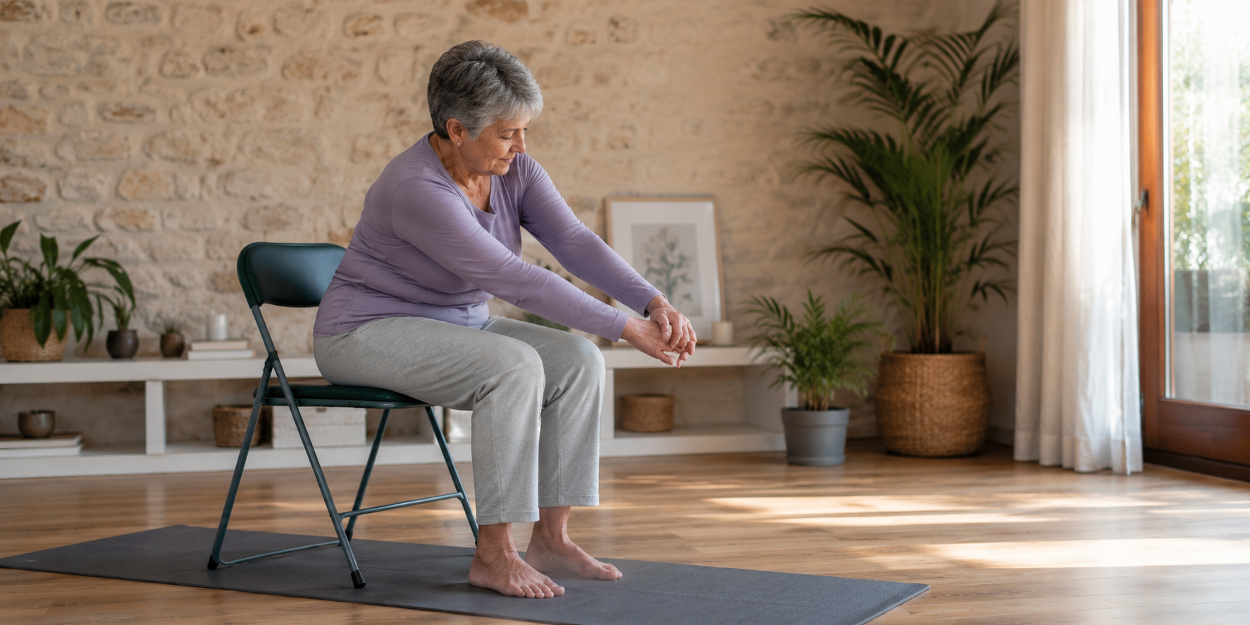 7 posturas de yoga adaptadas para mayores