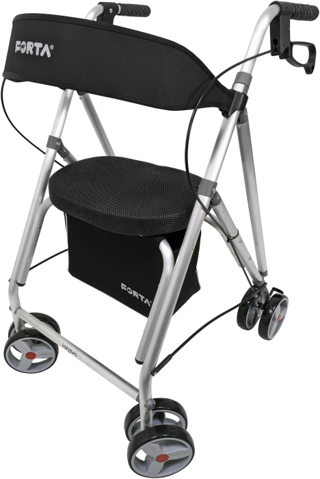 Rollator de aluminio ligero con asiento regulable y respaldo