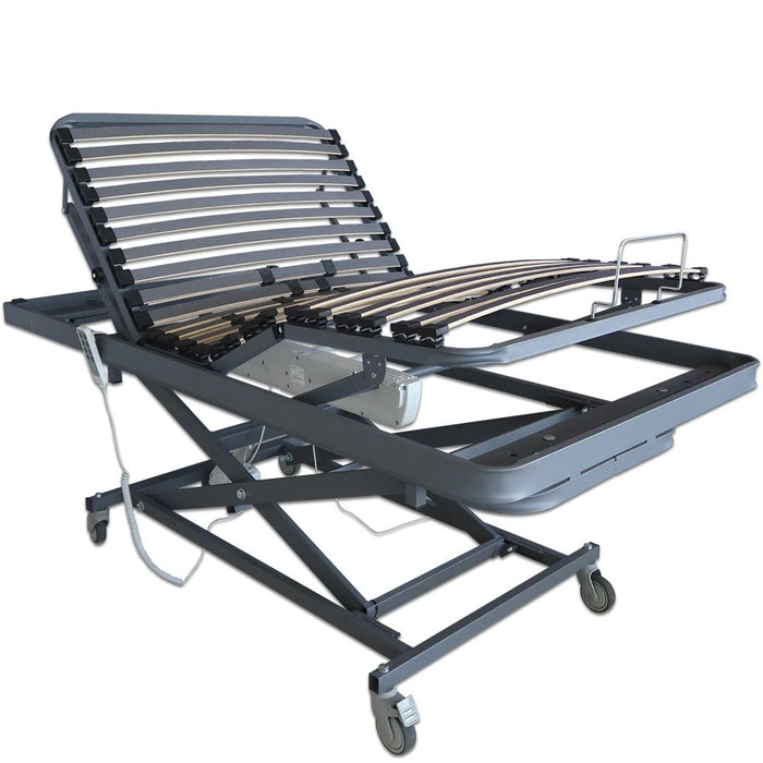 Cama Articulada Geriátrica de Hospital con Carro Elevador con Colchon Visco