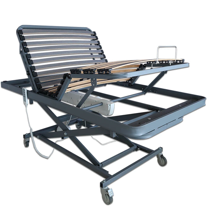Cama Articulada Geriátrica de Hospital con Carro Elevador con Colchon Visco