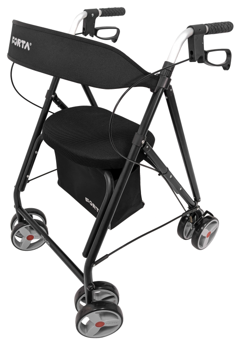 Andador plegable de 8 ruedas con asiento transpirable regulable y cesta