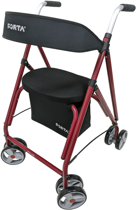 Rollator plegable con asiento acolchado, respaldo y 8 ruedas