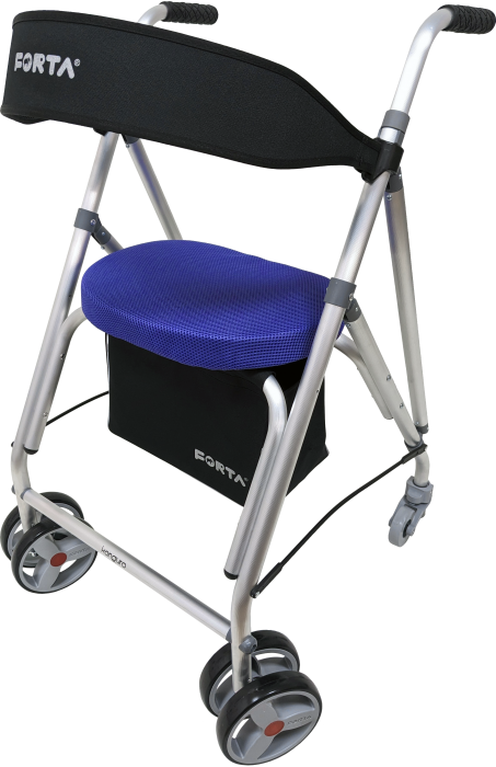 Rollator plegable con respaldo acolchado con freno por presión Kanguro con cesta incluida